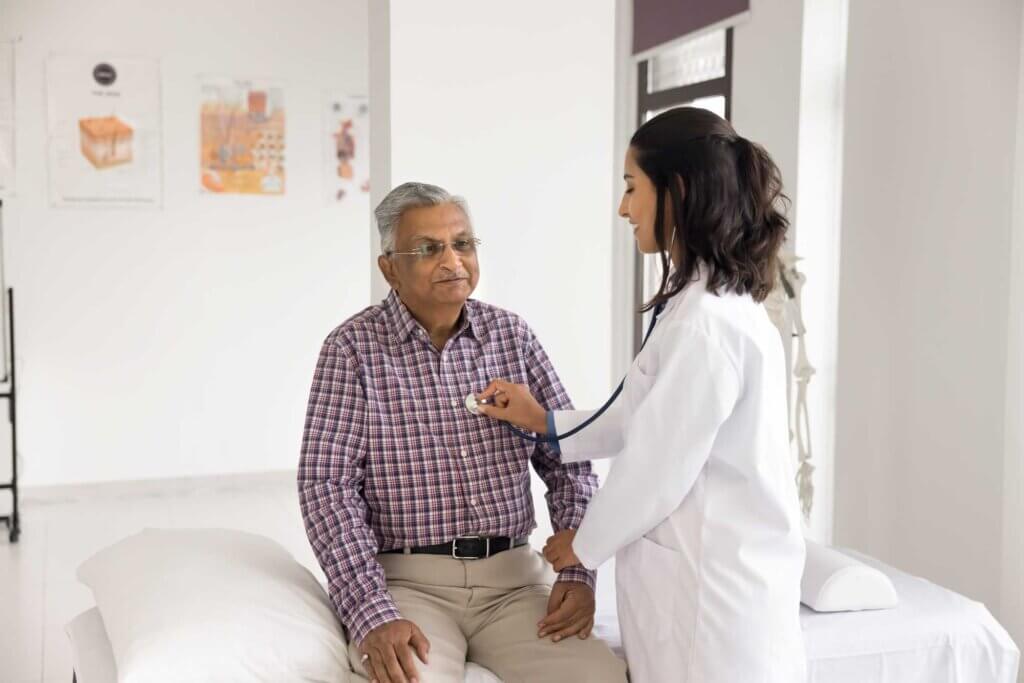 man receiving cardiovascular disease treatment